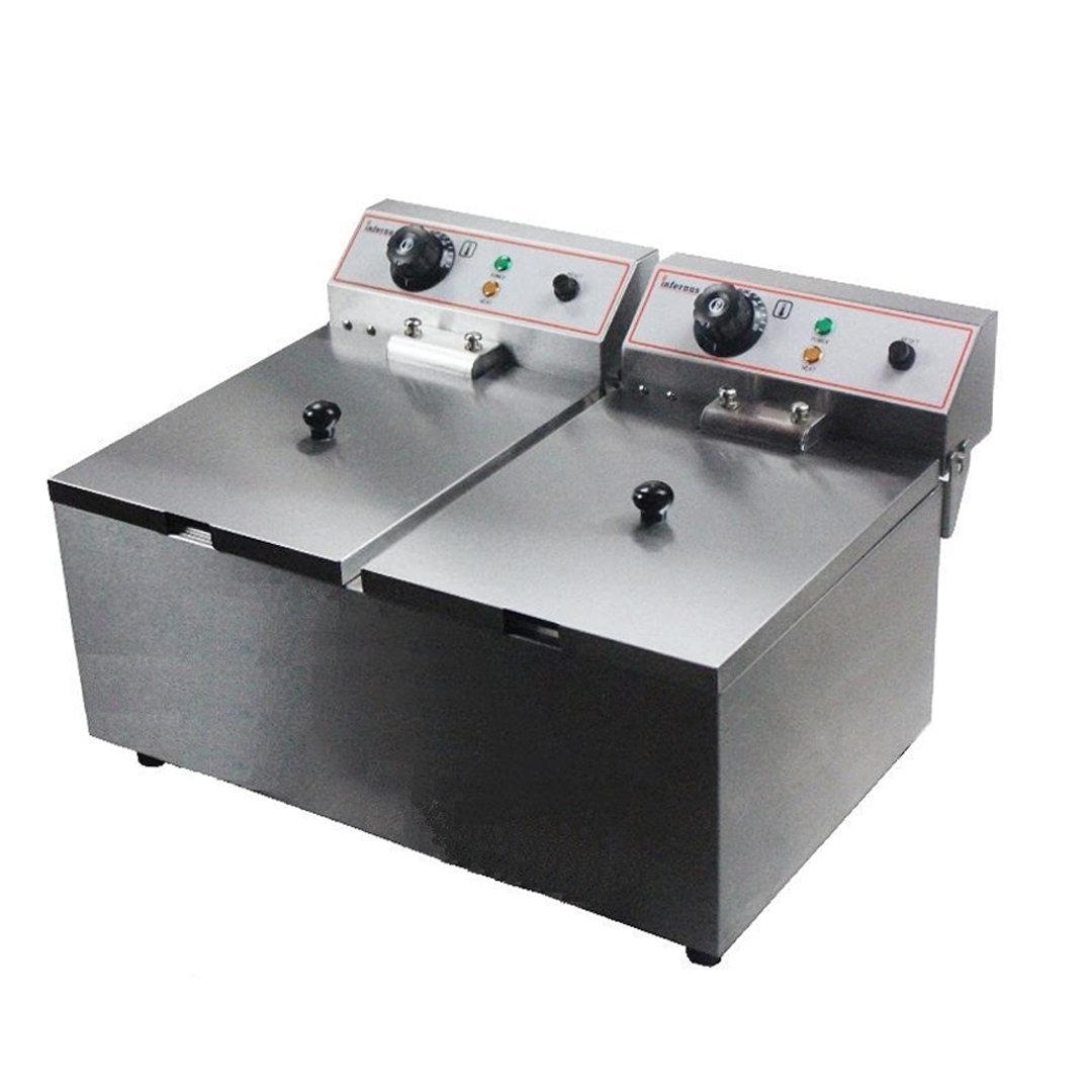 Commercial Electric Chip Fish Fryer 10L*2 Double Twin Basket With Drain Taps  MC 