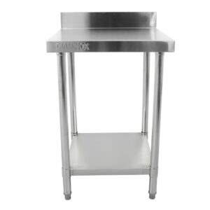 Brand New Diaminox  Stainless Steel 60cm Prep Table With Upstand and Under Shelf For Sale