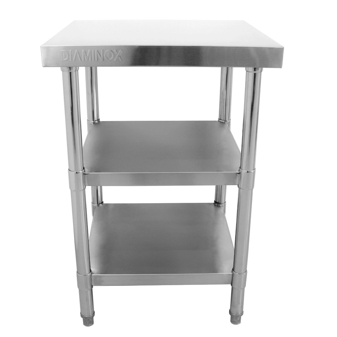 Brand New Diaminox  Stainless Steel 60cm Prep Table With 2 Under Shelves For Sale