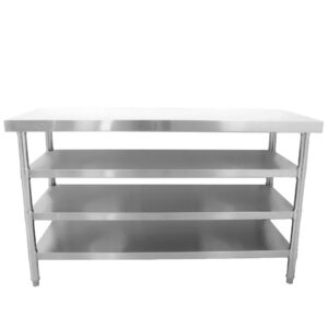 Brand New Diaminox  Stainless Steel 150cm Prep Table With 2 Under Shelves For Sale