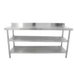 Brand New Diaminox  Stainless Steel 180cm Prep Table With Upstand and Two Undershelves For Sale