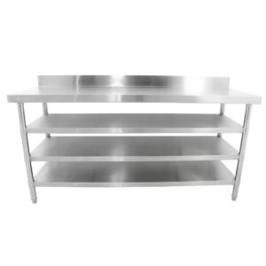 Brand New Diaminox  Stainless Steel 180cm Prep Table With Upstand and Three Undershelves For Sale
