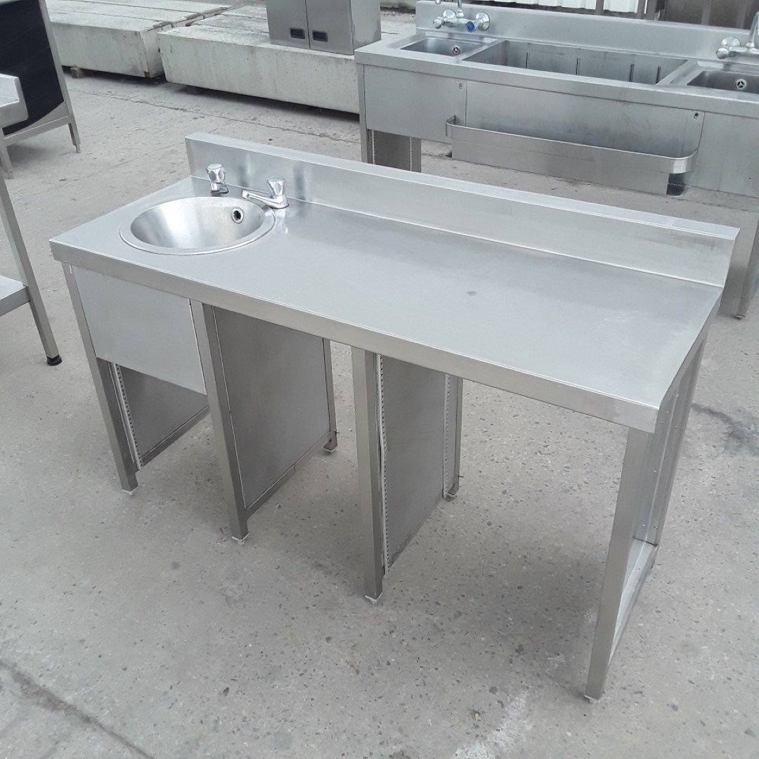 Used Stainless Steel Bar Sink Table 132cmw X 50cmd X 75cmh