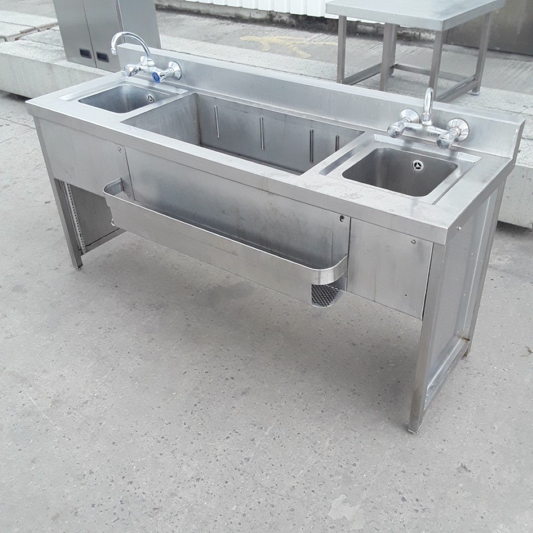 Used Stainless Steel Bar Sink Ice Well 160cmw X 50cmd X 74cmh