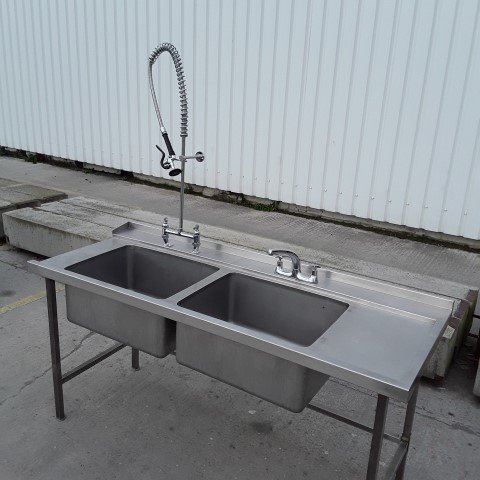 Used   Stainless Steel Double Dishwasher Sink 180cmW x 70cmD x 85cmH