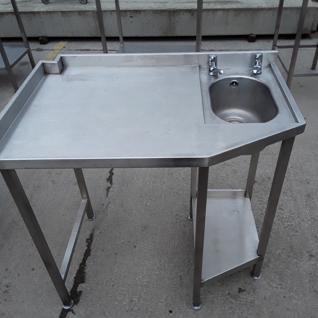 Used   Stainless Steel Hand Sink Table 99cmW x 65cmD x 89cmH