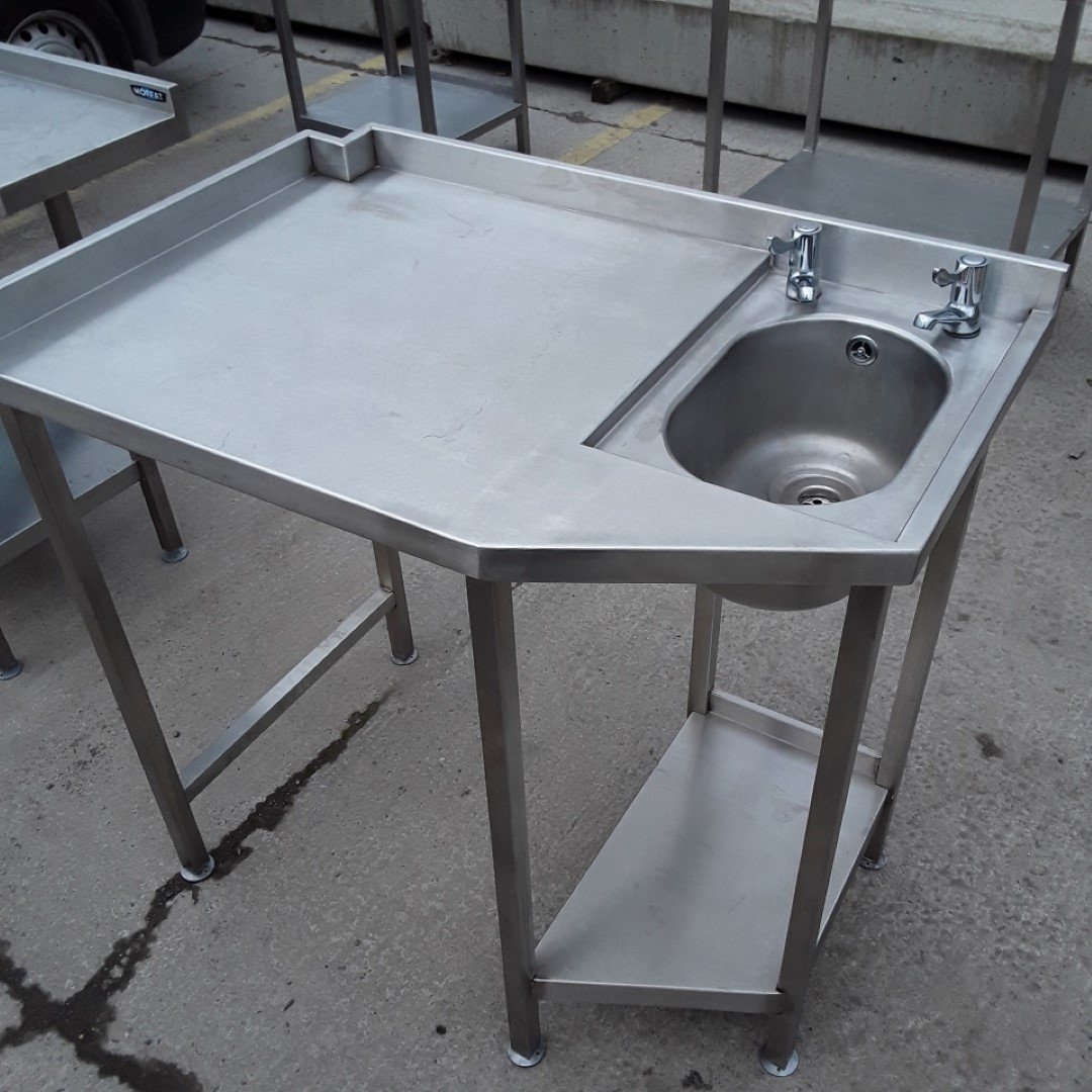 Used   Stainless Steel Hand Sink Table 99cmW x 65cmD x 89cmH