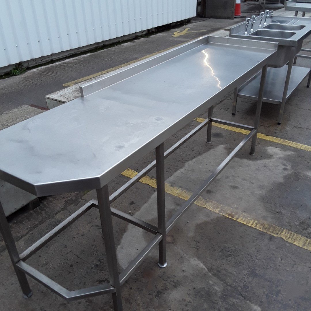 Used   Stainless Steel Table 220cmW x 60cmD x 90cmH