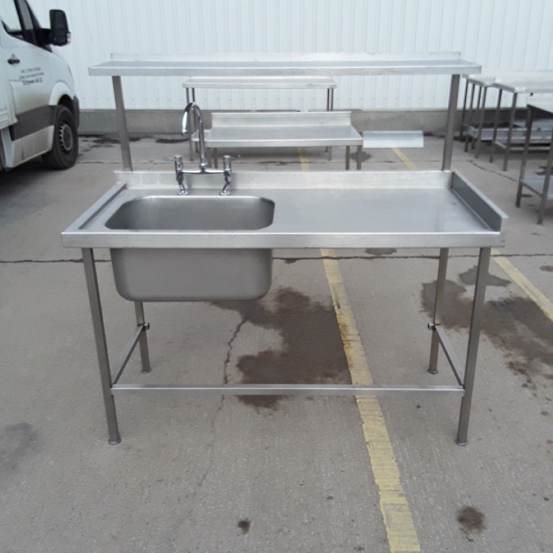 Used   Stainless Steel Single Bowl Sink 150cmW x 70cmD x 90cmH