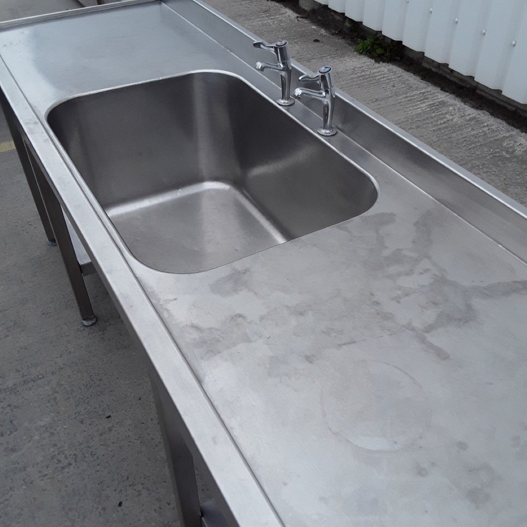 Used   Stainless Steel Single Bowl Sink 200cmW x 65cmD x 85cmH