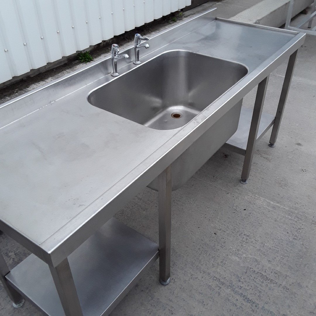 Used   Stainless Steel Single Bowl Sink 200cmW x 65cmD x 85cmH