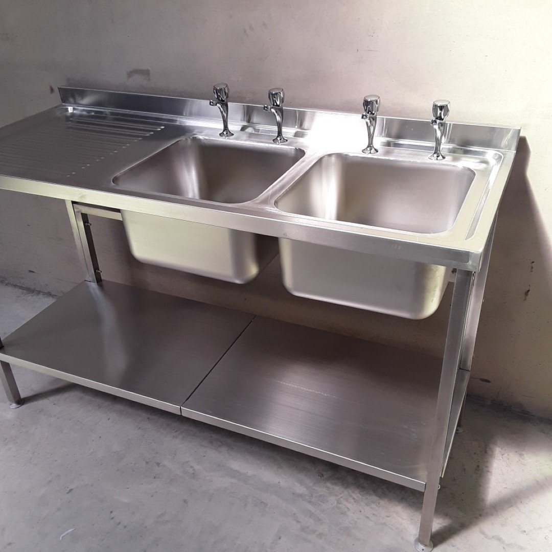Brand New   Stainless Steel Double Sink 150cmW x 60cmD x 90cmH
