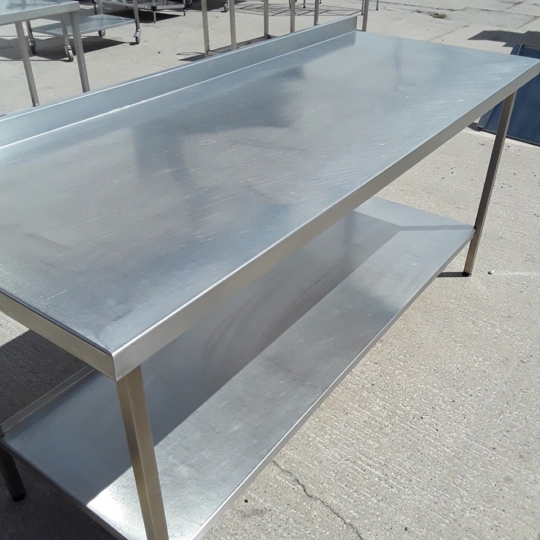 Used   Stainless Steel Table 194cmW x 77cmD x 92cmH