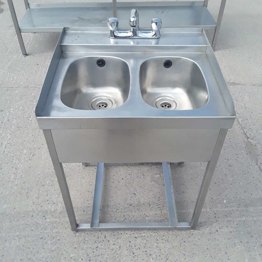 Used Stainless Steel Double Bar Sink 60cmw X 55cmd X 76cmh H2