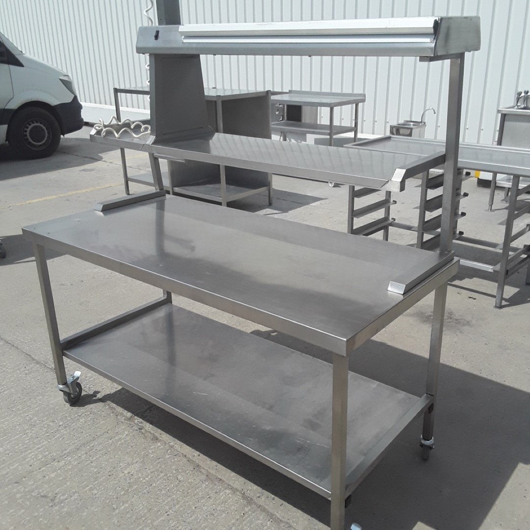Used   Stainless Steel Table Heated Gantry 150cmW x 70cmD x 85cmH
