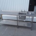 Used   Stainless Steel Double Sink Table For Sale