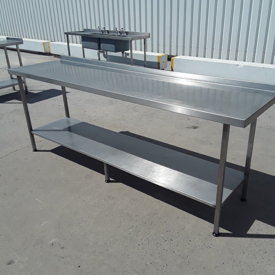 Used   Stainless Steel Table 240cmW x 65cmD x 90cmH