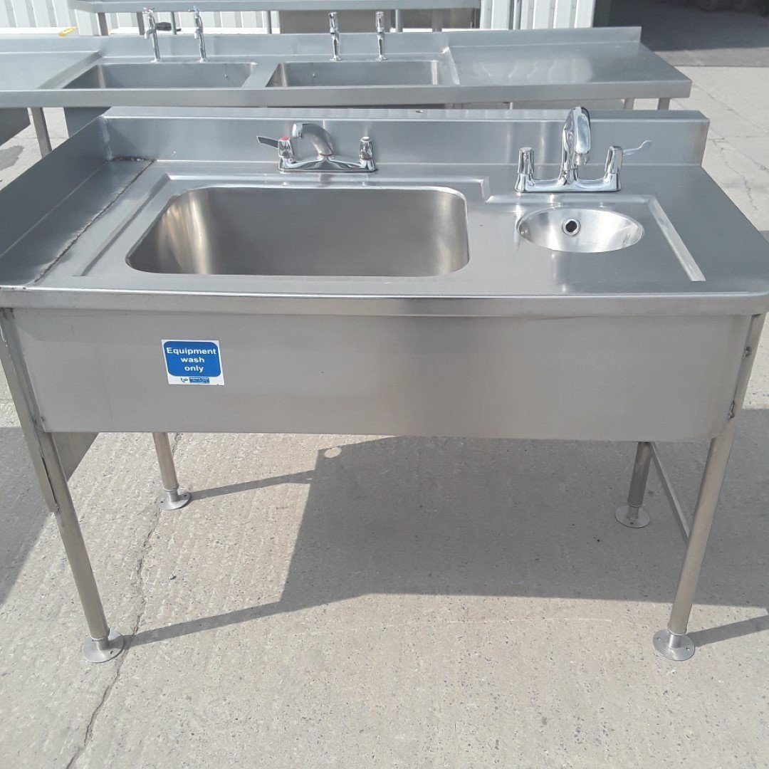 Used   Stainless Steel Double Sink 135cmW x 77cmD x 90cmH