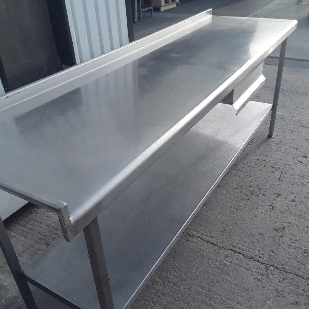 Used   Stainless Steel Table 220cmW x 65cmD x 87cmH