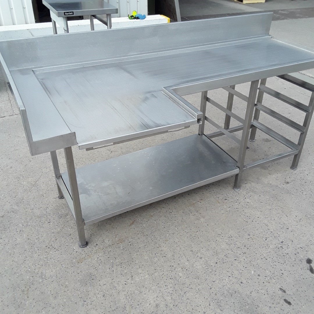 Used   Stainless Steel Dishwasher Table 185cmW x 60cmD x 85cmH