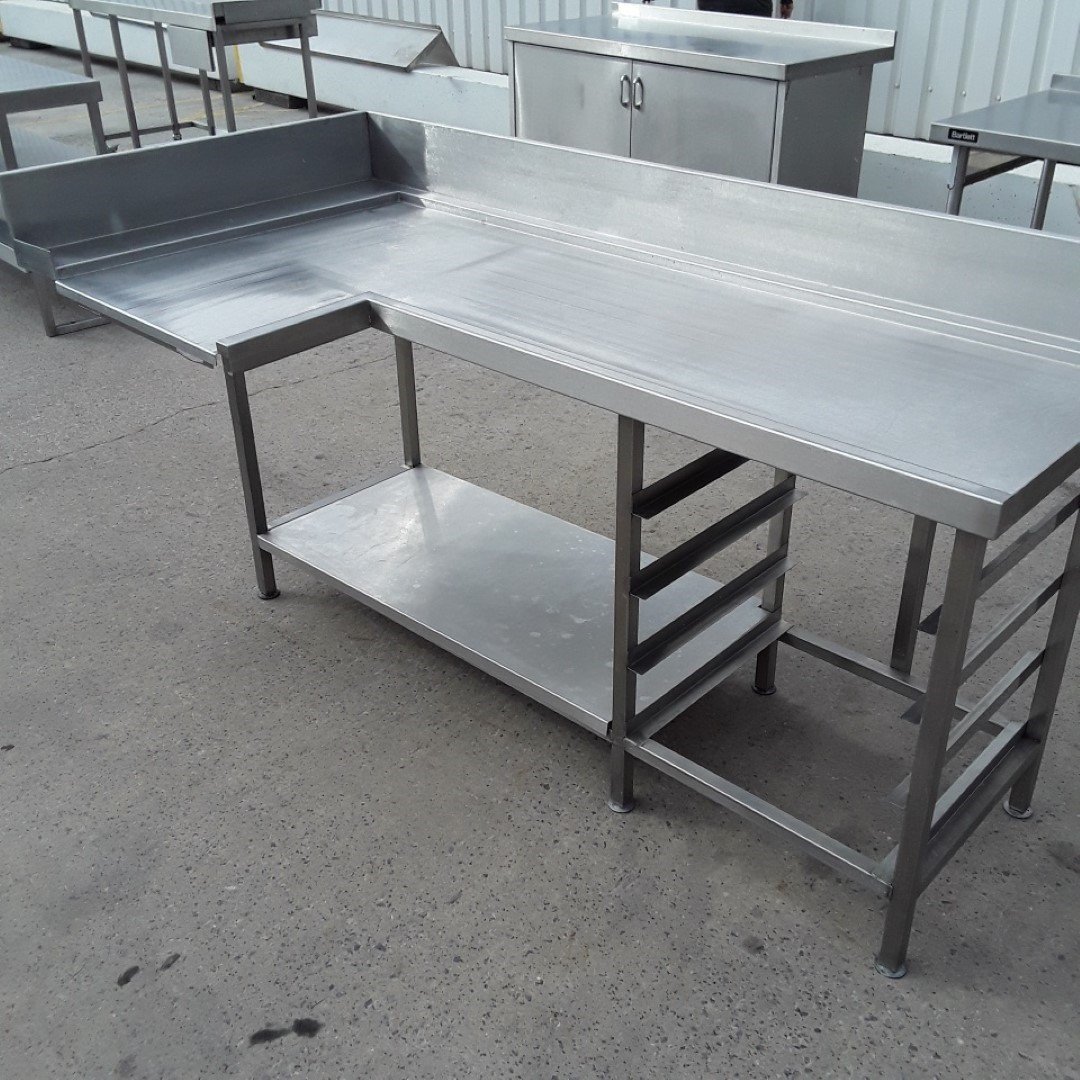 Used   Stainless Steel Dishwasher Table 185cmW x 60cmD x 85cmH