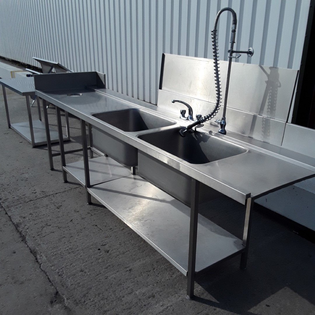 Used   Stainless Steel Double Dishwasher Sink For Sale