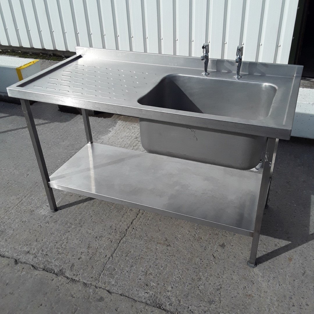 Used   Stainless Steel Single Bowl Sink 140cmW x 65cmD x 84cmH