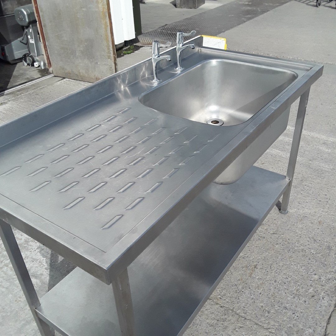 Used   Stainless Steel Single Bowl Sink 140cmW x 65cmD x 84cmH