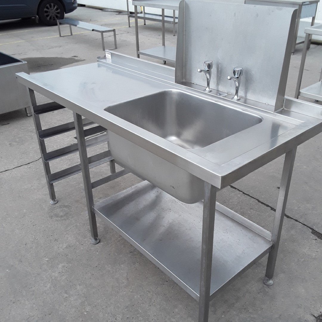 Used   Stainless Steel Single Bowl Dishwasher Sink 160cmW x 65cmD x 89cmH