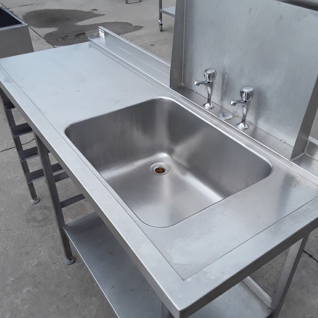 Used   Stainless Steel Single Bowl Dishwasher Sink 160cmW x 65cmD x 89cmH